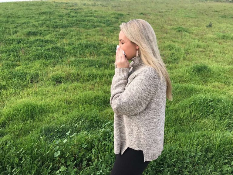 a woman has allergies